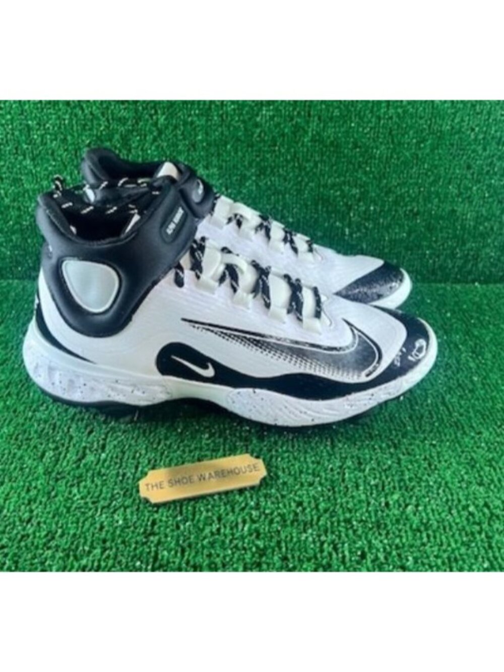 Nike Alpha Huarache Elite 4 Mid White Black Baseball Cleats FD2744-107 Size 7.5